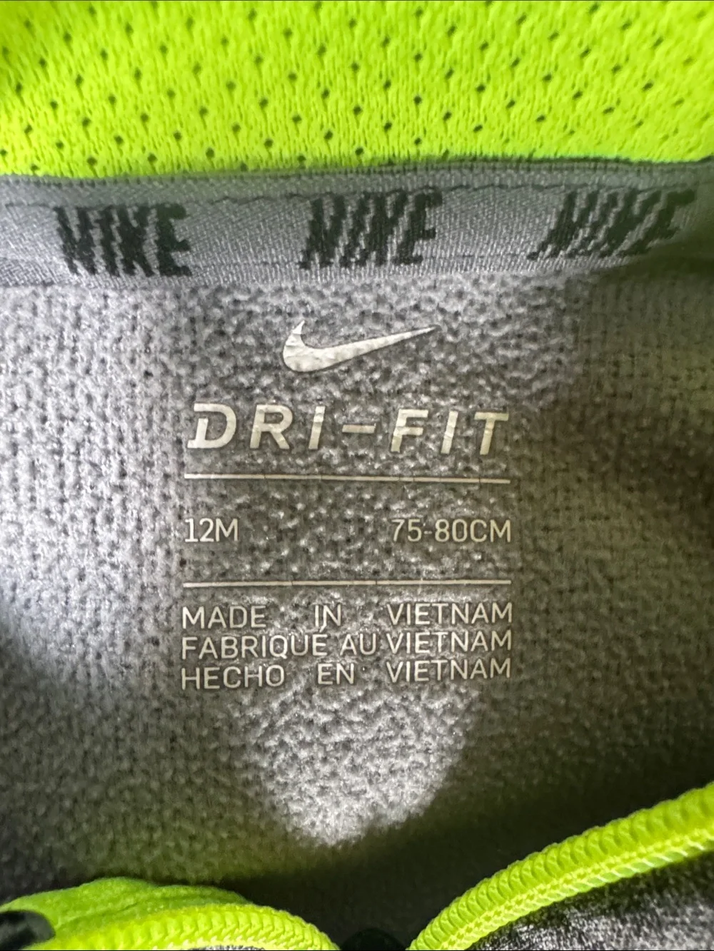 Nike  Dri-Fit Toddler Gray Hoodie & Jogger Set with Lime Accents size 12M